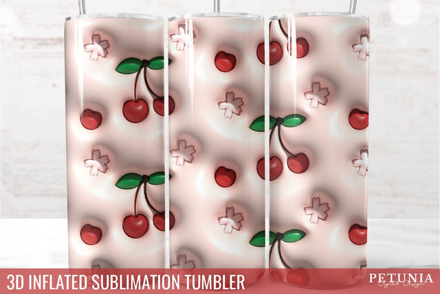 3D Inflated Tumbler wrap | 3D Sublimation Tumbler Wrap Sublimation Petunia Digital Design 