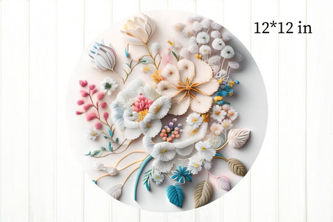 3D Knitting Flowers Sublimation. Face Clock Design PNG Sublimation Olga Terlyanskaya 