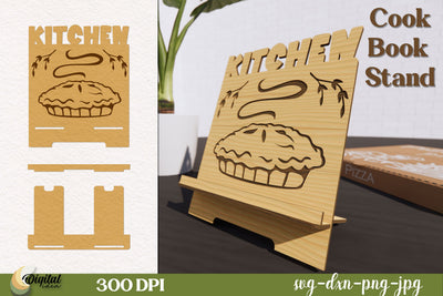 3D Laser cut. Cook Book Stand Laser Cut. Kitchen Decor SVG. SVG Evgenyia Guschina 