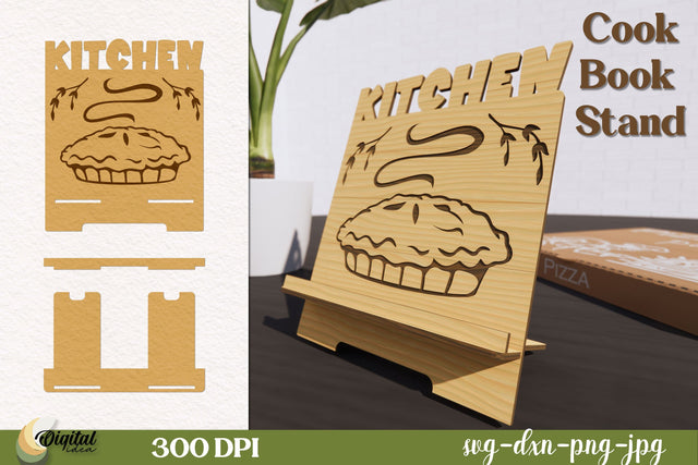 3D Laser cut. Cook Book Stand Laser Cut. Kitchen Decor SVG. SVG Evgenyia Guschina 