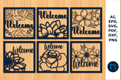 3d laser-cut floral welcome sign bundle SVG MD JOYNAL ABDIN 