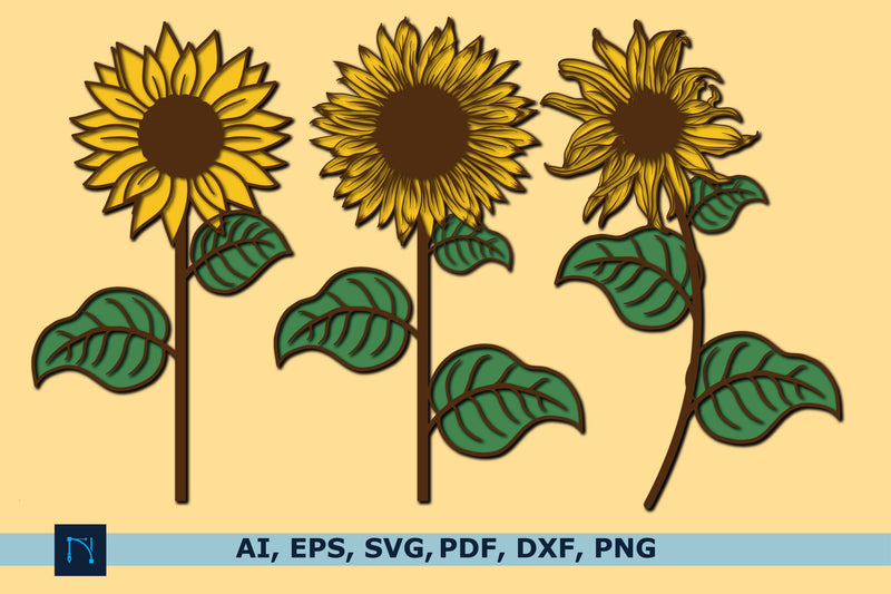 3D laser cut layer sunflowers SVG bundle SVG MD JOYNAL ABDIN 