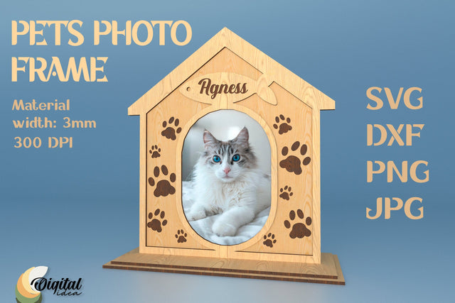 3D Laser Cut Photo Frame. Pets Photo Frame. Laser Cut Photo Frame SVG Evgenyia Guschina 