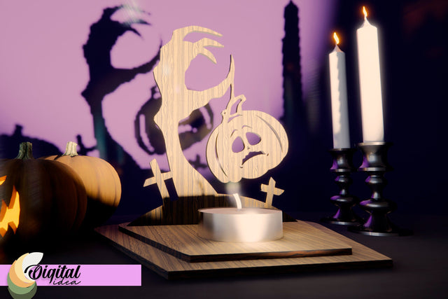 3D Laser Cut.Candle Holder Halloween 3D Halloween Pumpkin Laser Cut. SVG Evgenyia Guschina 