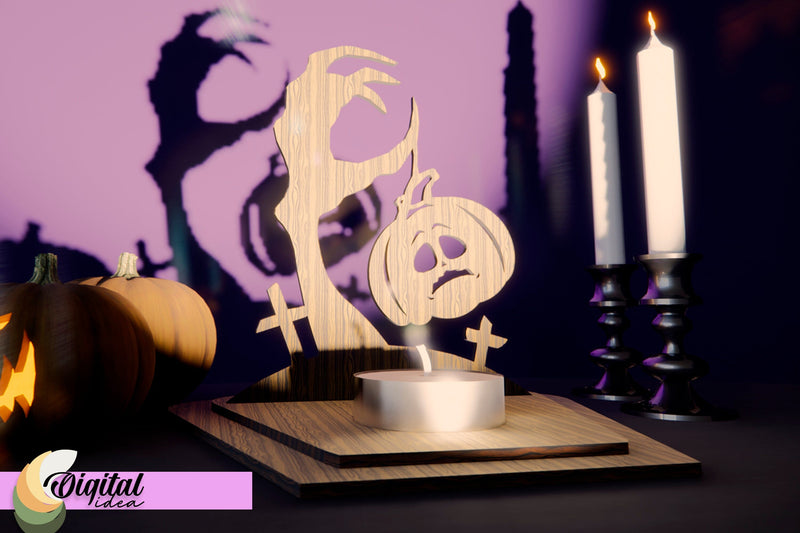 3D Laser Cut.Candle Holder Halloween 3D Halloween Pumpkin Laser Cut. SVG Evgenyia Guschina 