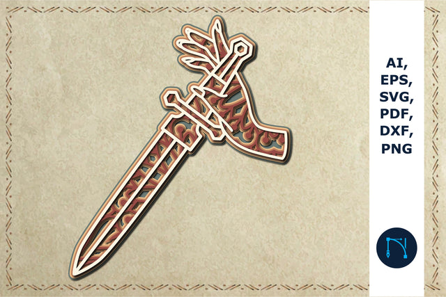 3d layer boho Knife in hand SVG cut file SVG MD JOYNAL ABDIN 