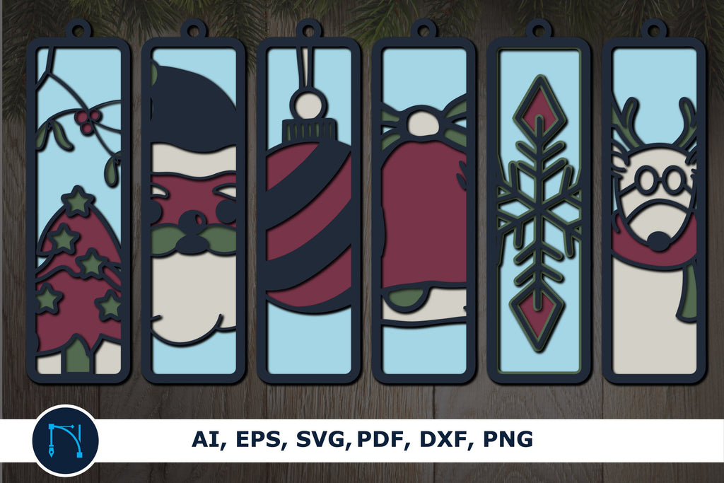 Three Layer Bookmark 3d layer Christmas bookmark SVG bundle - So Fontsy