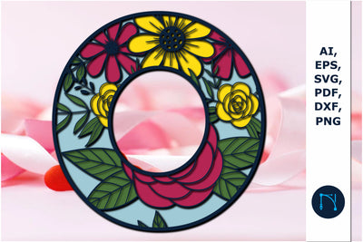 3d layer floral alphabet O laser cut svg SVG MD JOYNAL ABDIN 