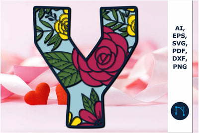 3d layer floral alphabet Y laser cut svg SVG MD JOYNAL ABDIN 