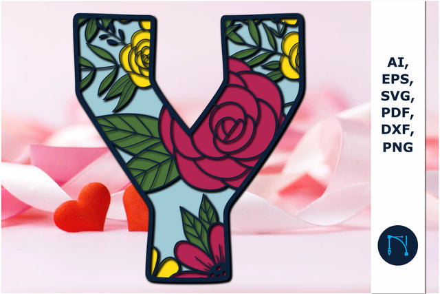 3d layer floral alphabet Y laser cut svg SVG MD JOYNAL ABDIN 
