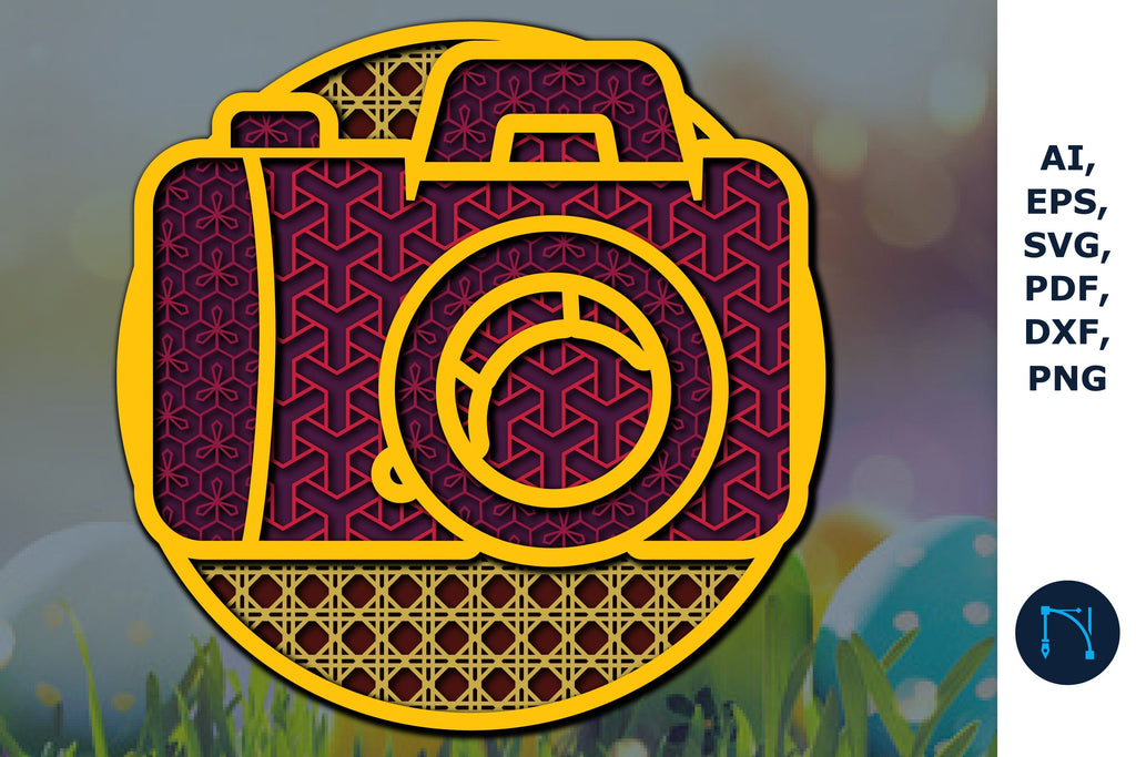 3d layer laser/paper cut camera SVG - So Fontsy