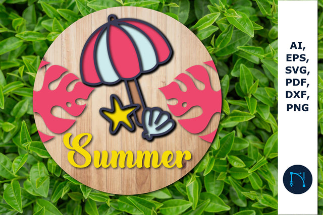 3d layer Summer Round Sign svg cut file SVG MD JOYNAL ABDIN 