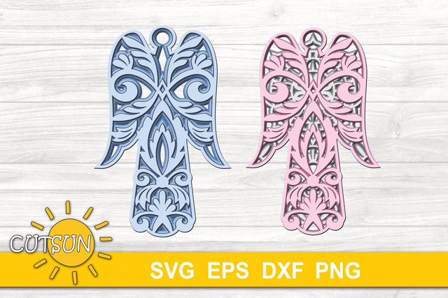 3D Layered Angel SVG | 3D Layered Christmas Angel SVG 3D Paper CutsunSVG 