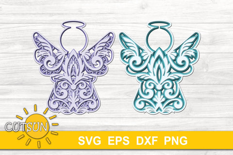 3D Layered Angel SVG | 3D Layered Christmas Angel SVG 3D Paper CutsunSVG 