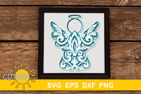 3D Layered Angel SVG | 3D Layered Christmas Angel SVG 3D Paper CutsunSVG 