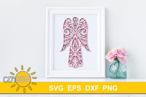 3D Layered Angel SVG | 3D Layered Christmas Angel SVG 3D Paper CutsunSVG 