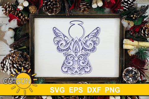 3D Layered Angel SVG | 3D Layered Christmas Angel SVG 3D Paper CutsunSVG 