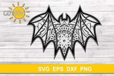 3D Layered Bat Mandala SVG 3D Paper CutsunSVG 