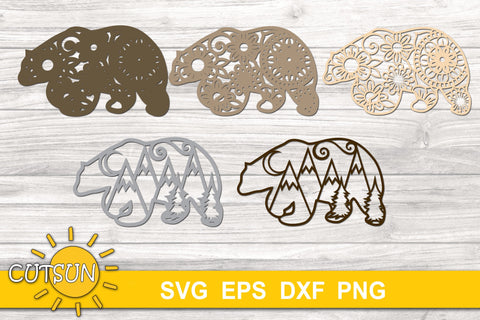 3D Layered Bear Mandala cut file for crafters 5 layers 3D Paper CutsunSVG 