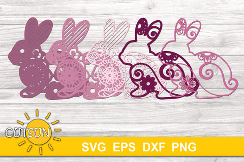 3D Layered Bunny Mandala SVG | 3D Layered Rabbit SVG 3D Paper CutsunSVG 