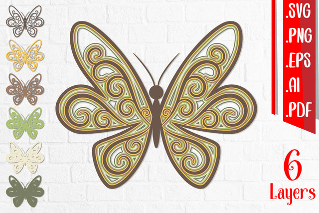 3D Layered Butterfly 3 - Svg Eps Ai Png Pdf SVG zafrans studio 