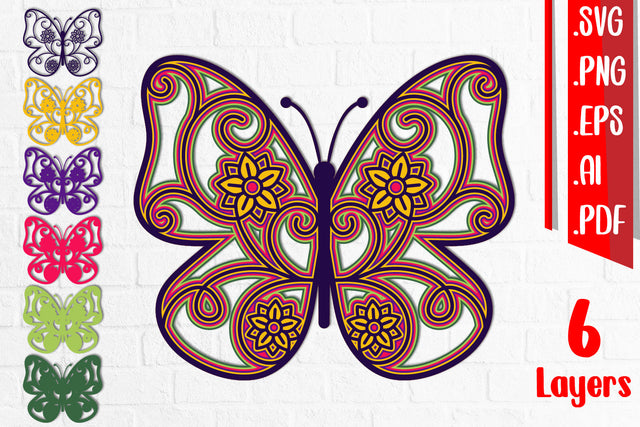 3D Layered Butterfly 4 - Svg Eps Ai Png Pdf SVG zafrans studio 