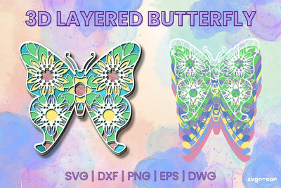 3D Layered Butterfly SVG SvgOcean 