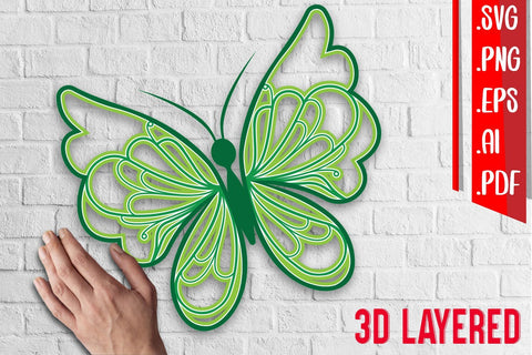 3D layered Butterfly SVG zafrans studio 
