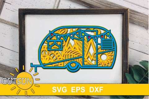3D Layered Camper Mandala cut file for crafters 5 layers 3D Paper CutsunSVG 
