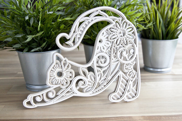 3D Layered Cat Mandala cut file for crafters 5 layers 3D Paper CutsunSVG 