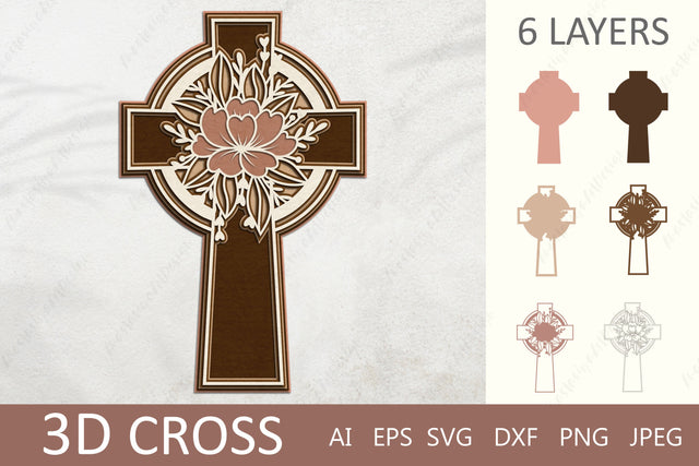 3d layered celtic cross with flowers, Cross paper cut svg 3D Paper AnastasiyaArtDesign 