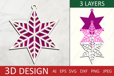 3d layered christmas decoration svg, Christmas star 3d paper cut svg 3D Paper AnastasiyaArtDesign 