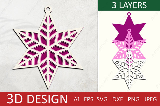 3d layered christmas decoration svg, Christmas star 3d paper cut svg 3D Paper AnastasiyaArtDesign 