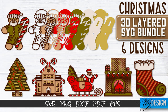 3D Layered Christmas SVG Bundle | Christmas Design | Multilayered SVG SVG Fly Design 