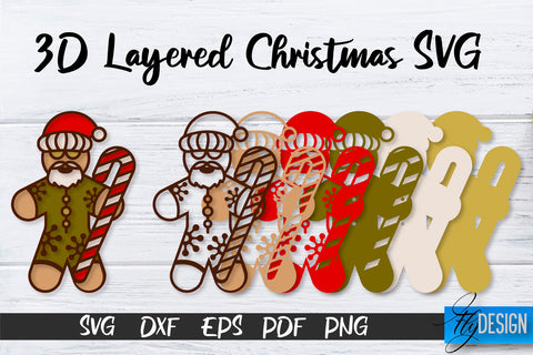 3D Layered Christmas SVG Bundle | Christmas Design | Multilayered SVG SVG Fly Design 