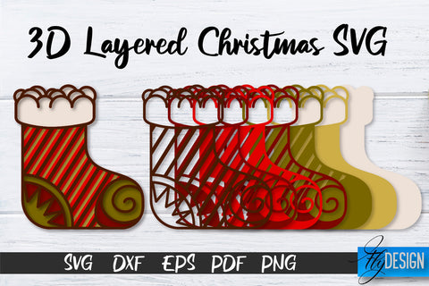 3D Layered Christmas SVG Bundle | Christmas Design | Multilayered SVG SVG Fly Design 