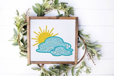 3d Layered Cloud Mandala SVG, Sun SVG and Clouds, Sun Rays in Clouds. 3D Paper Elinorka 