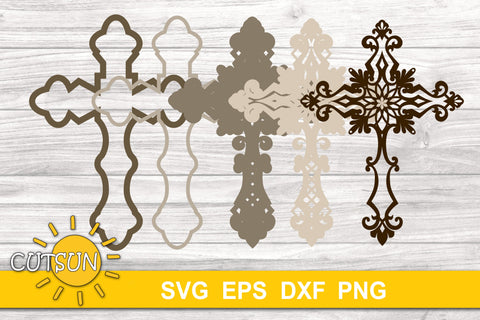 3D Layered Cross (2) SVG cut file| Layered Floral cross SVG - So Fontsy