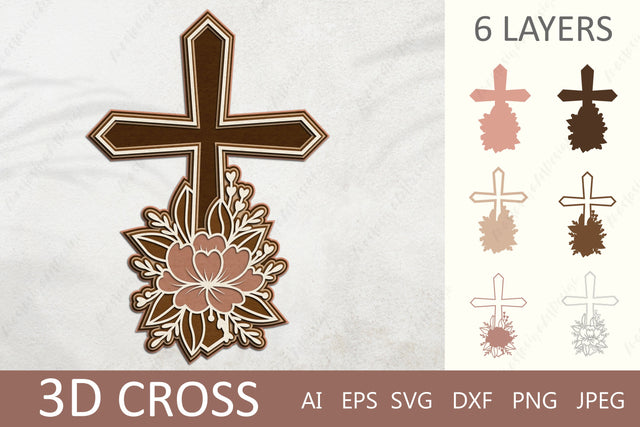 3d layered cross with flowers, Paper cutting floral cross 3D Paper AnastasiyaArtDesign 