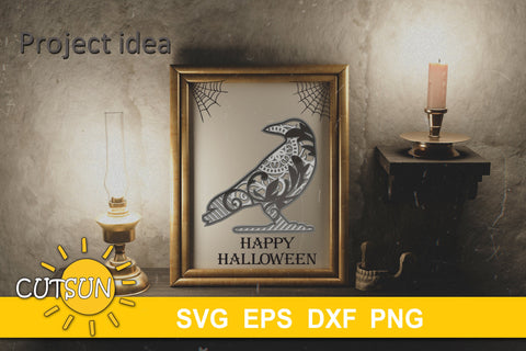 3D Layered Crow Mandala SVG 3D Paper CutsunSVG 