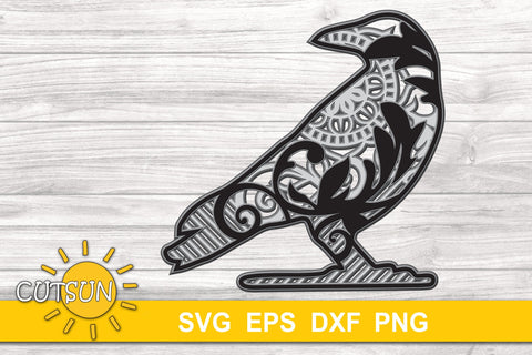 3D Layered Crow Mandala SVG 3D Paper CutsunSVG 
