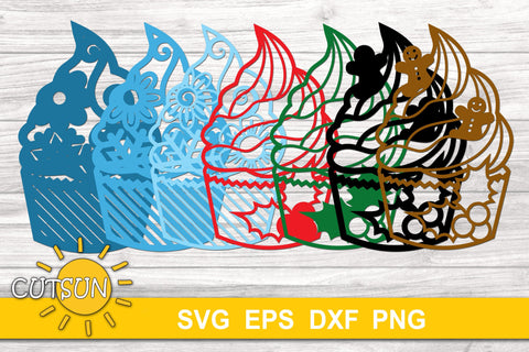 3D Layered Cupcake Mandala Christmas Gingerbread cookies SVG 3D Paper CutsunSVG 