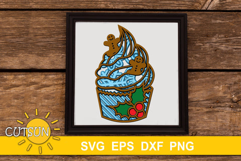 3D Layered Cupcake Mandala Christmas Gingerbread cookies SVG 3D Paper CutsunSVG 