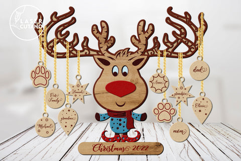 3D Layered DEER CHRISTMAS | Multilayer Laser Cut Files | 3D Designs, Mini Design Bundles SVG LaserCutano 