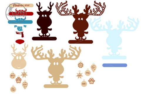 3D Layered DEER CHRISTMAS | Multilayer Laser Cut Files | 3D Designs, Mini Design Bundles SVG LaserCutano 
