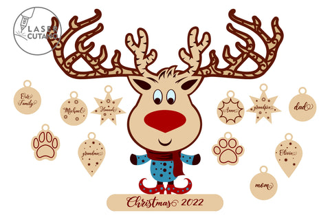 3D Layered DEER CHRISTMAS | Multilayer Laser Cut Files | 3D Designs, Mini Design Bundles SVG LaserCutano 