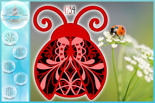 3D Layered Design | Ladybug Mandala SVG file | Multi Layered Mandala SVG SVG Harbor Grace Designs 
