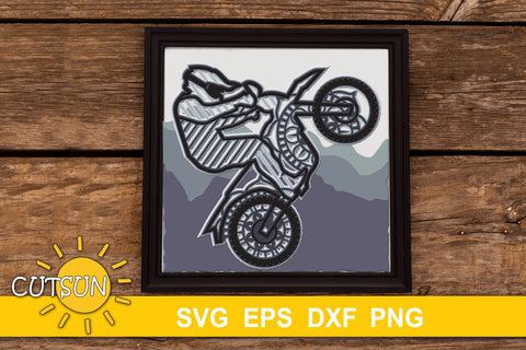3D Layered Dirt Bike Mandala SVG 7 layers 3D Paper CutsunSVG 