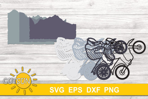 3D Layered Dirt Bike Mandala SVG 7 layers 3D Paper CutsunSVG 