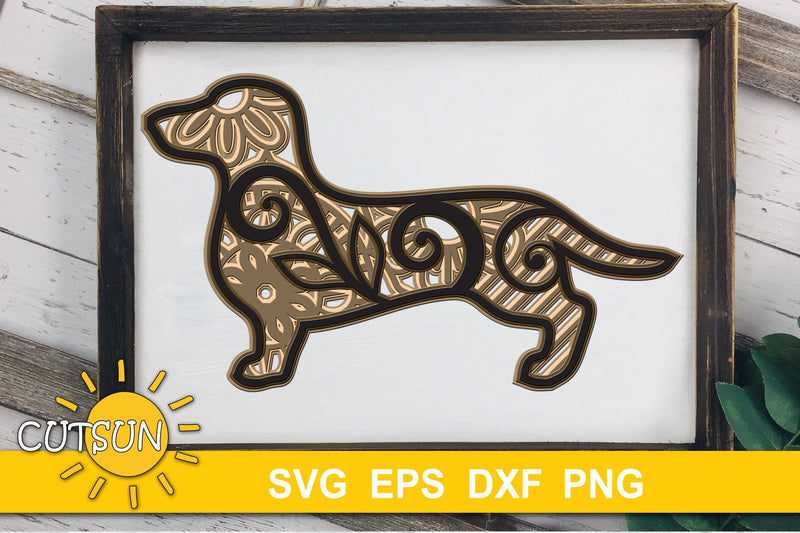 3D Layered Dog Dachshund SVG 3D Paper CutsunSVG 
